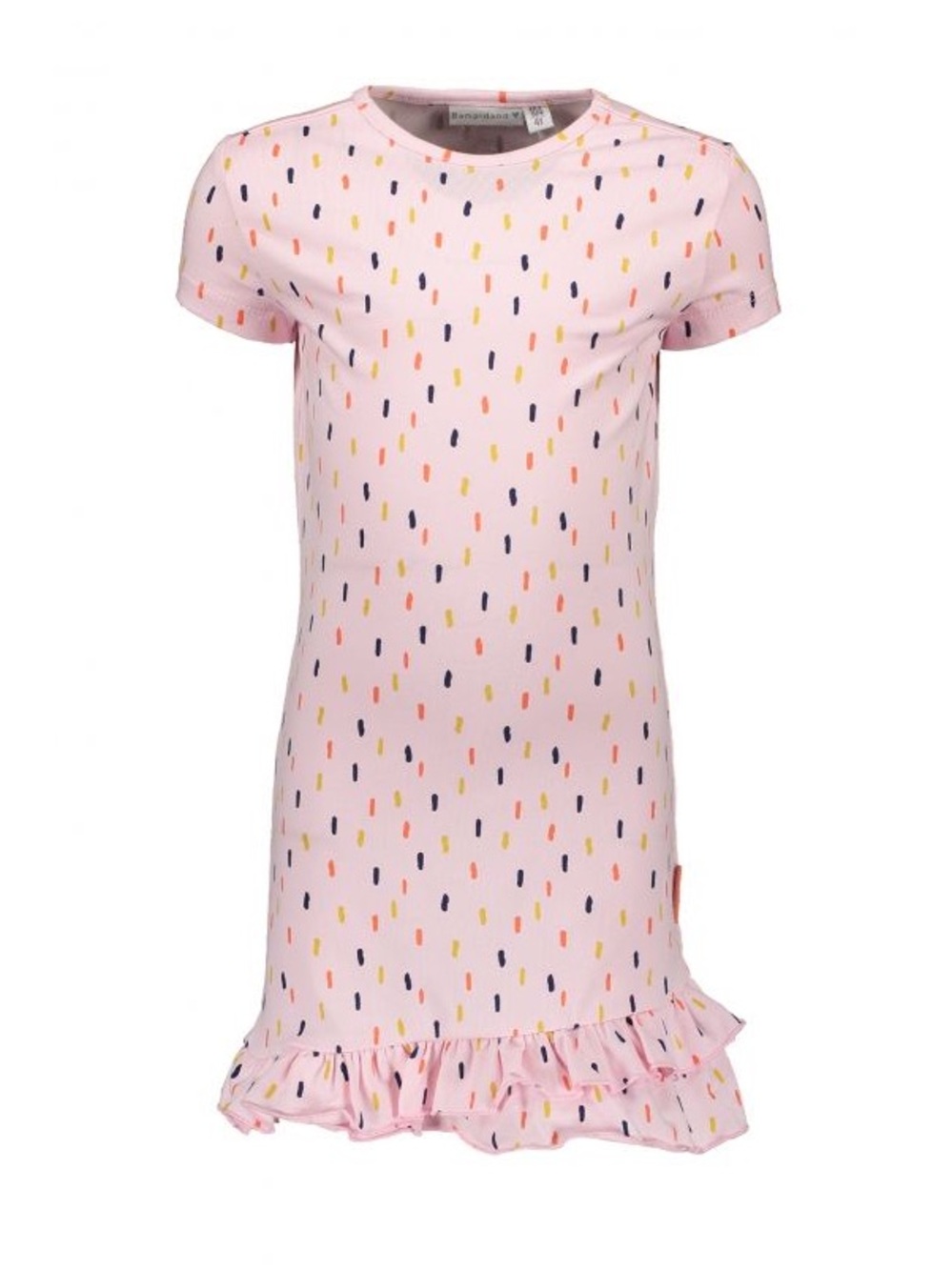 Girls Pink Sprinkle Ruffle Hem Dress